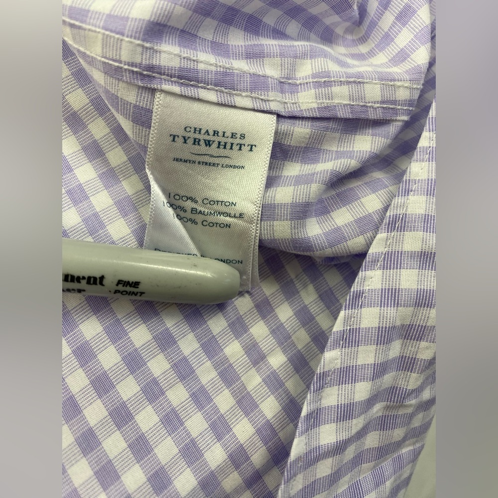 CHARLES TYRWHITT light purple button down blouse p30-41 - Picture 5 of 9